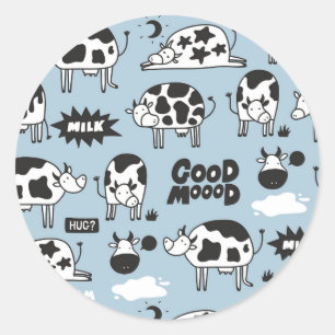 Pegatina Redonda Vaca y leche