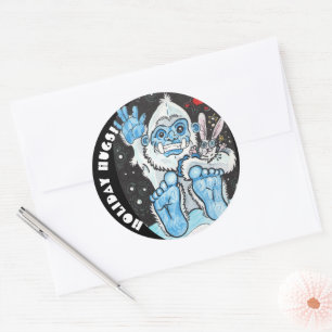 Pegatina Redonda ¡Vacaciones Abrazos Yeti!