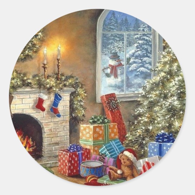 Pegatina Redonda Vacaciones acogedoras (Anverso)