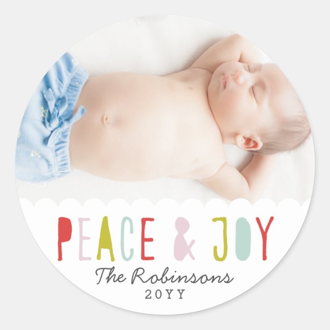 Pegatina Redonda Vacaciones de alegría de invierno (Anverso)