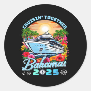Pegatina Redonda Vacaciones de crucero familiar 2025 Juntos Baham