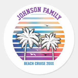 Pegatina Redonda Vacaciones de crucero personalizadas para reunión 