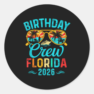 Pegatina Redonda vacaciones de cumpleaños en Florida crew 2026 fami