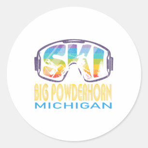 Pegatina Redonda Vacaciones de esquí de gran caldo en Michigan