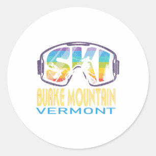 Pegatina Redonda Vacaciones de esquí de la montaña Ski Burke en Ver