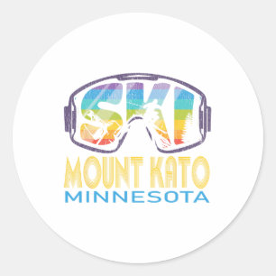 Pegatina Redonda Vacaciones de esquí en el Monte Kato Minnesota