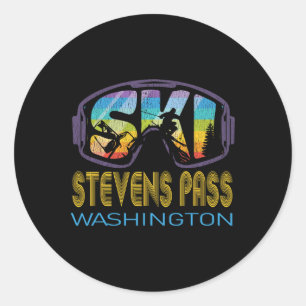 Pegatina Redonda Vacaciones de esquí en Ski Stevens P Washington