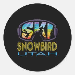 Pegatina Redonda Vacaciones de esquí en Snowbird Utah