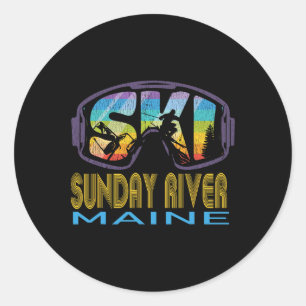 Pegatina Redonda Vacaciones de esquí en Sunday River Maine 