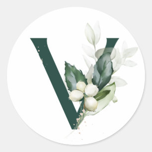 Pegatina Redonda Vacaciones de invierno Bellas blancas MONOGRAM