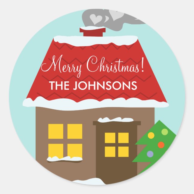 Pegatina Redonda Vacaciones de invierno del personalizado de la (Anverso)