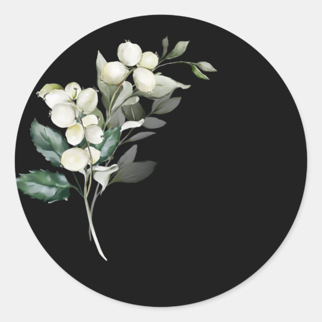 Pegatina Redonda Vacaciones de invierno ramas blancas ramas verdes  (Anverso)