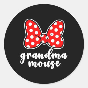 Pegatina Redonda Vacaciones de la familia Grandma Mouse - Graciosa 