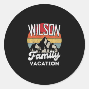 Pegatina Redonda Vacaciones de la familia Wilson Montaña Retro Atar