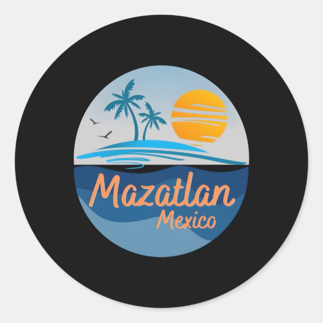 Pegatina Redonda Vacaciones de Mazatlan Sinaloa en México (Anverso)