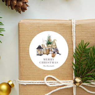 Pegatina Redonda Vacaciones de natalidad rusa en color de agua