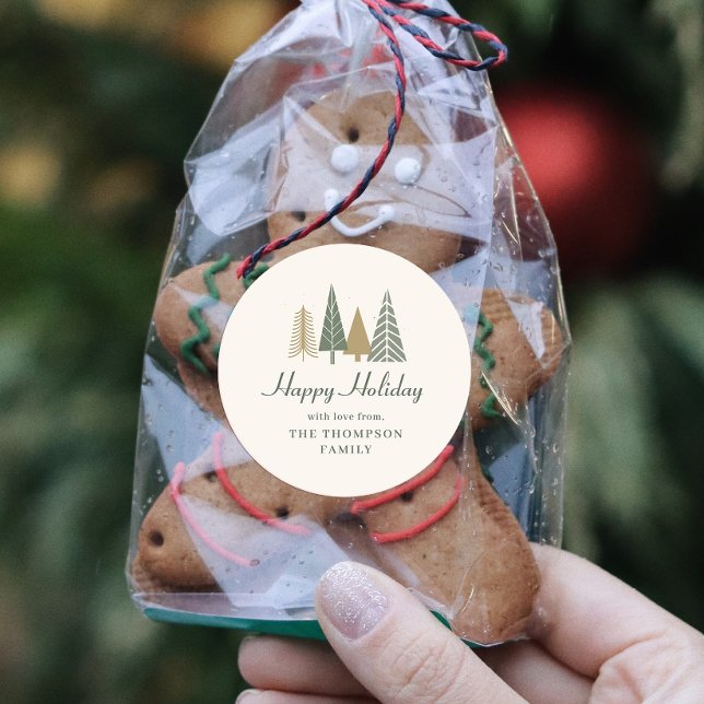 Pegatina Redonda Vacaciones de Navidades de invierno verdes (Subido por el creador)