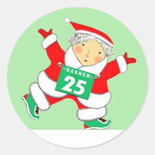 Pegatina Redonda Vacaciones de Navidades de Runner en ejecución