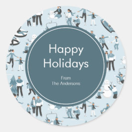 Pegatina Redonda Vacaciones de Navidades divertidos de la familia i