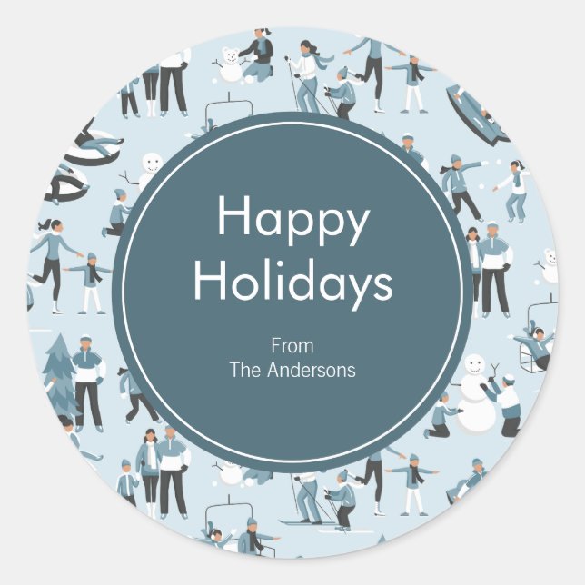 Pegatina Redonda Vacaciones de Navidades divertidos de la familia i (Anverso)