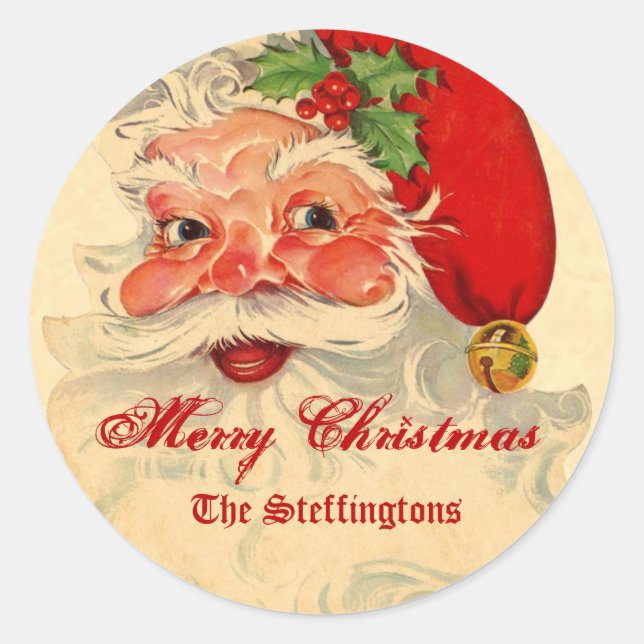 Pegatina Redonda Vacaciones de Navidades Santa Sonrientes PROMO1 Vi (Anverso)