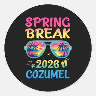 Pegatina Redonda Vacaciones de primavera Cozumel 2026 viaje de vaca