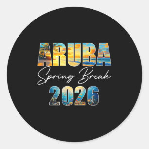 Pegatina Redonda Vacaciones de primavera en Aruba 2026 Vacaciones d