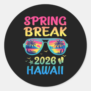 Pegatina Redonda Vacaciones de primavera en Hawái 2026 viaje Sungle
