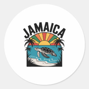 Pegatina Redonda Vacaciones de Reggae Vintage Jamaica