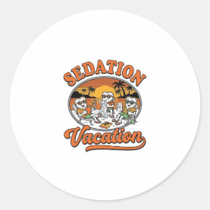 Pegatina Redonda Vacaciones de Sedación Diseño de Camiseta de Humor