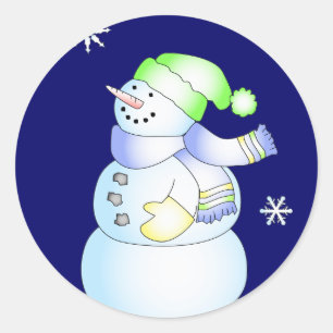 Pegatina Redonda Vacaciones de Snowman, Personalizado cortado de KR