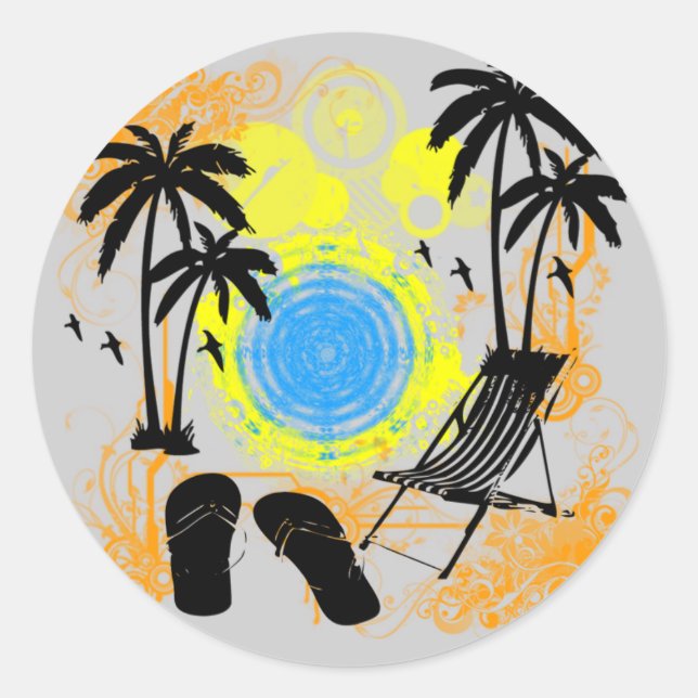 Pegatina Redonda Vacaciones de verano (Anverso)