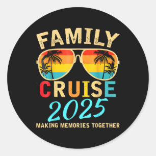 Pegatina Redonda Vacaciones de verano de crucero familiar 2025