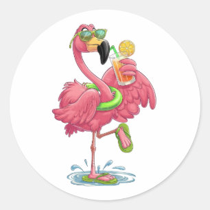 Pegatina Redonda Vacaciones de verano de Flamingo