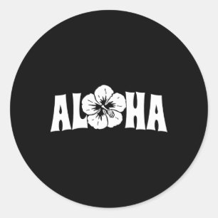 Pegatina Redonda Vacaciones de verano en Hawaii Aloha chicas mujere