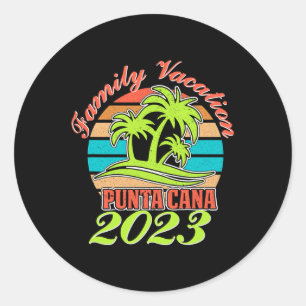 Pegatina Redonda Vacaciones de verano familiares Punta Cana Repúbli