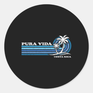 Pegatina Redonda Vacaciones de Verano Retro Vintage Costa Rica Pura