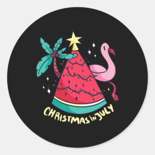 Pegatina Redonda Vacaciones de verano Sandía Navidad Árbol de Navid