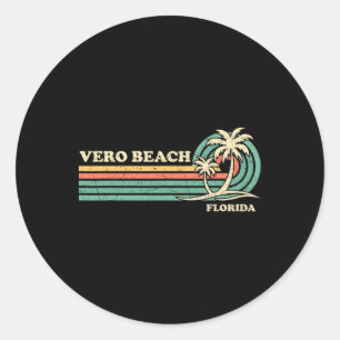 Pegatina Redonda Vacaciones de verano vintage retro Florida Vero Be
