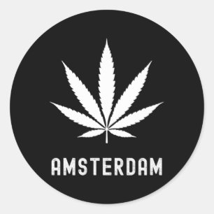 Pegatina Redonda Vacaciones De Viaje De Hoja De Marihuana De Ámster