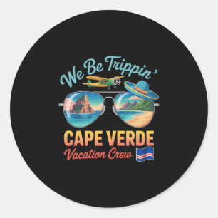 Pegatina Redonda Vacaciones en Cabo Verde Orgullo de la bandera de 