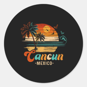 Pegatina Redonda Vacaciones en Cancun México 2025 Grupo Familiar Co