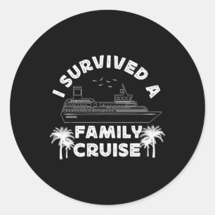 Pegatina Redonda Vacaciones en Crucero Sobreviví a un Crucero Famil