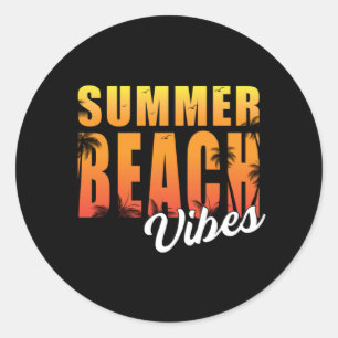 Pegatina Redonda Vacaciones en el Mar de Verano Sun Surf Beach Guay