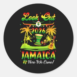 Pegatina Redonda Vacaciones en Jamaica 2026 Aquí Vamos Cumpleaños C