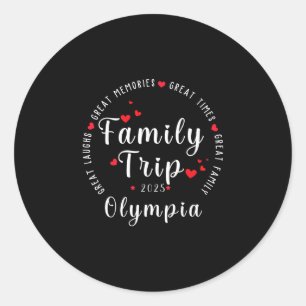Pegatina Redonda Vacaciones en la ciudad de Olympia para familias,