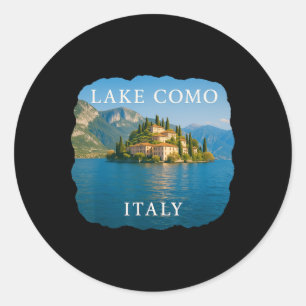 Pegatina Redonda Vacaciones en Lago de Como Italia Bellagio Verano