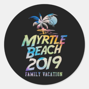 Pegatina Redonda Vacaciones en Myrtle Beach Carolina del Sur para h
