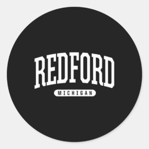 Pegatina Redonda Vacaciones en Redford Michigan al Estilo Universit
