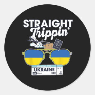 Pegatina Redonda Vacaciones en Ucrania Straight Trippin' Tour Viaje